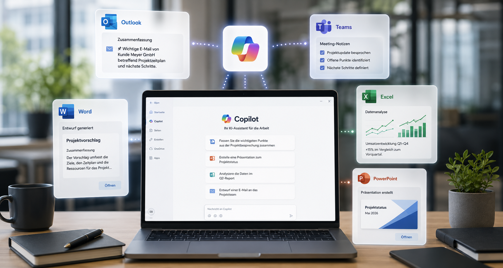 Microsoft 365 Copilot im Mittelstand: Übersicht der Integration in Outlook, Teams, Word, Excel und PowerPoint